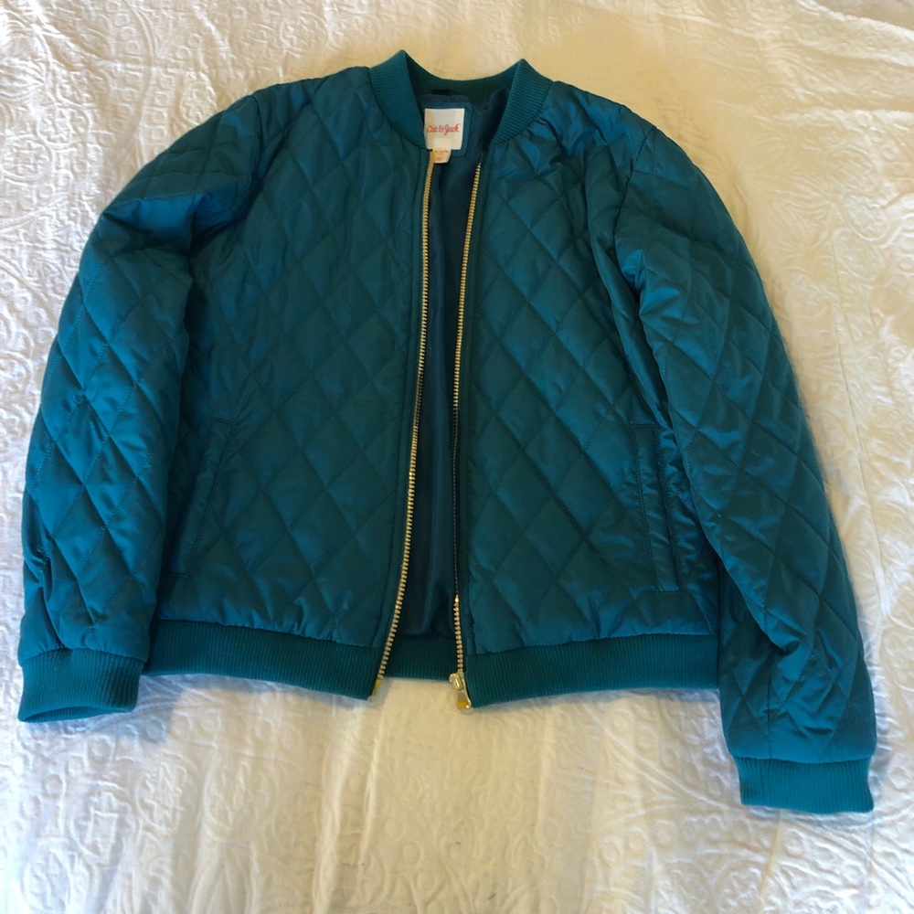 Teal sequin dinosaur jacket